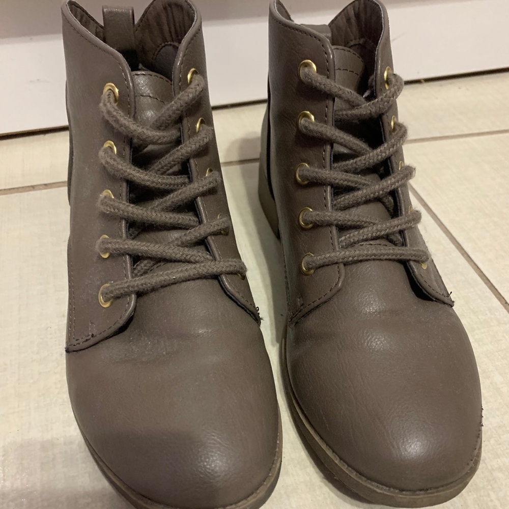 Grey brown booties